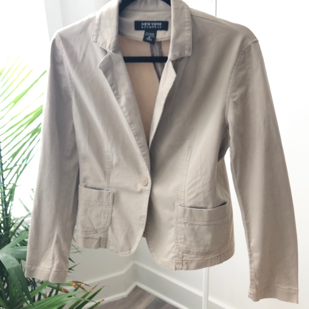 Single-Buttoned Blazer Jacket (Khaki) - image 2